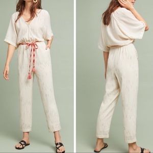 Anthropologie Soleil Belted Jumpsuit